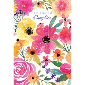 Pink & Yellow Flowers Birthday Card Daughter - Cardmore