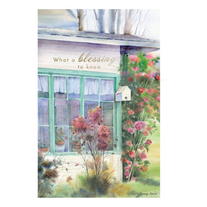 House and Flowers Caring Thoughts Card - Cardmore