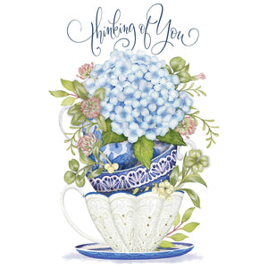 Hydrangea Tea Cups Caring Thoughts Friend Card Sienna's Garden - Cardmore