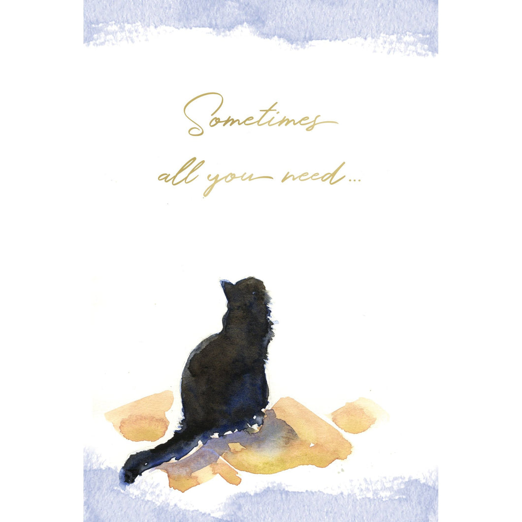 Black Cat Caring Thoughts Friend Card - Cardmore