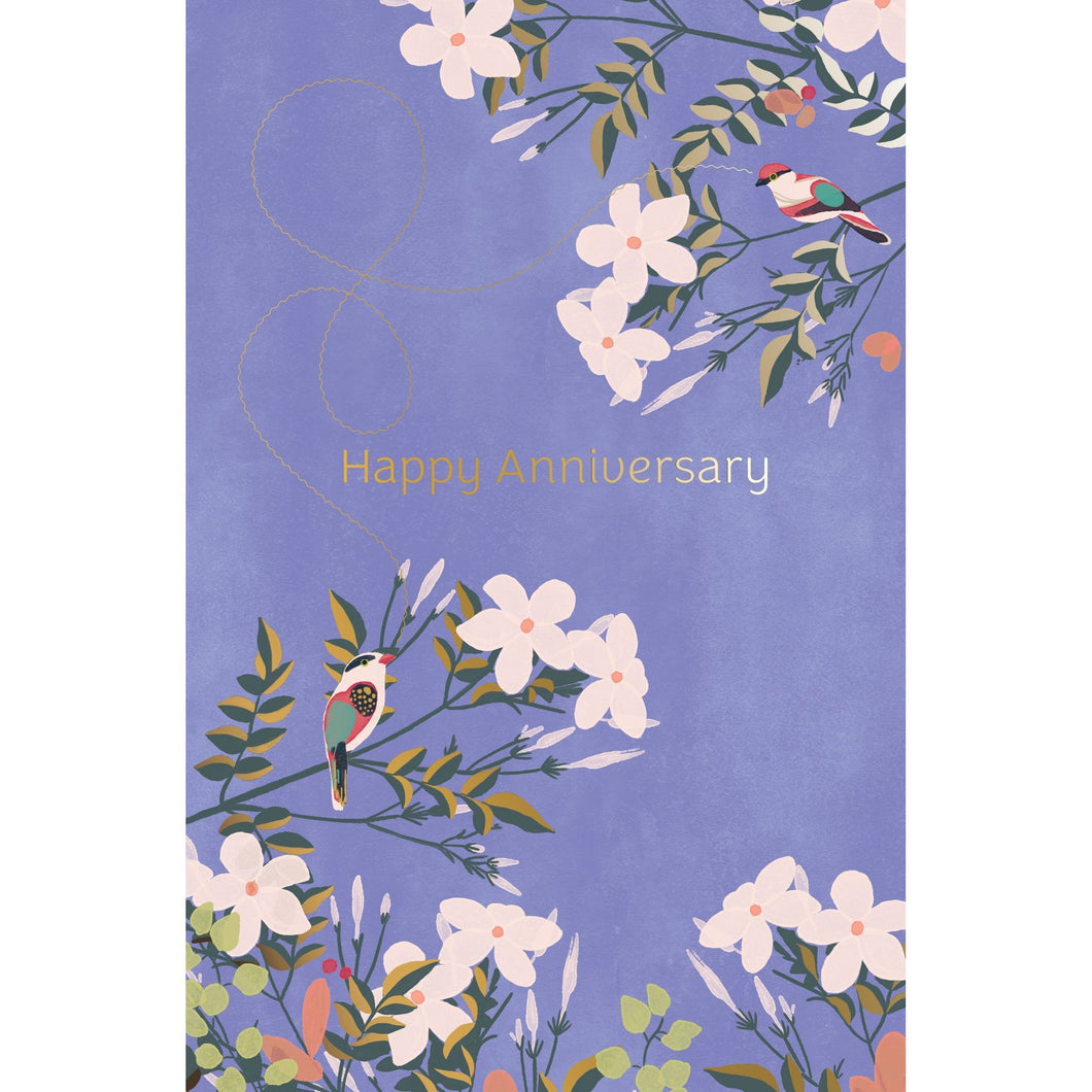 Tiny Birds & Flowers Anniversary Card - Cardmore