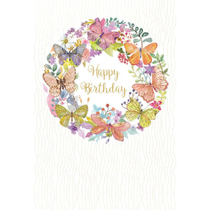 Butterfly Wreath Birthday Card - Cardmore