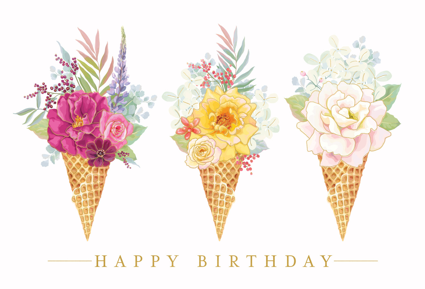 Flower Cones Birthday Card - Cardmore