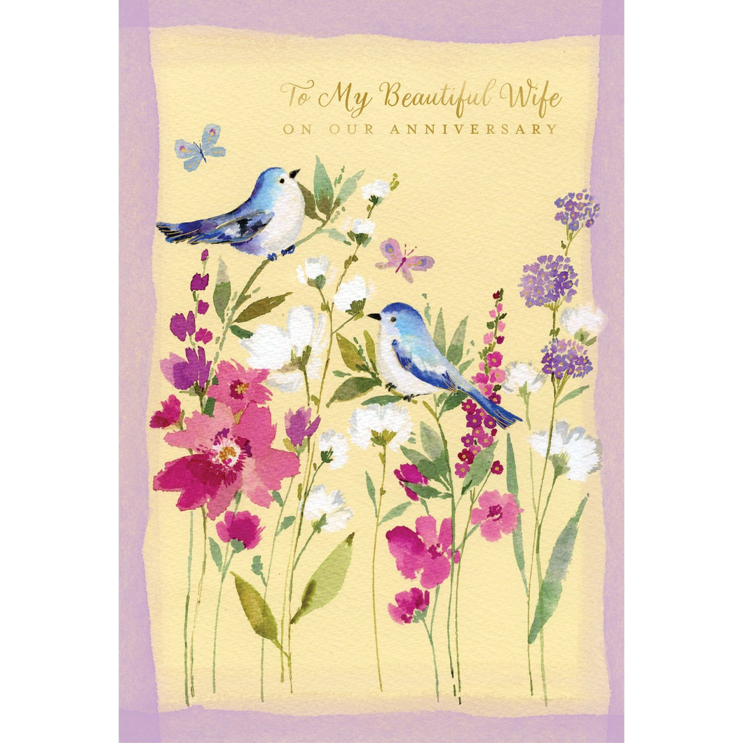 Two Blue Birds Wife Anniversary Card - Cardmore