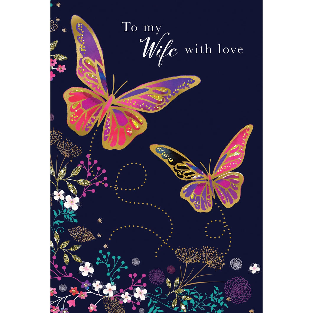 Pink Butterflies Wife Anniversary Card - Cardmore