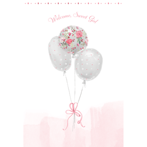 Balloons Baby Girl Card - Cardmore