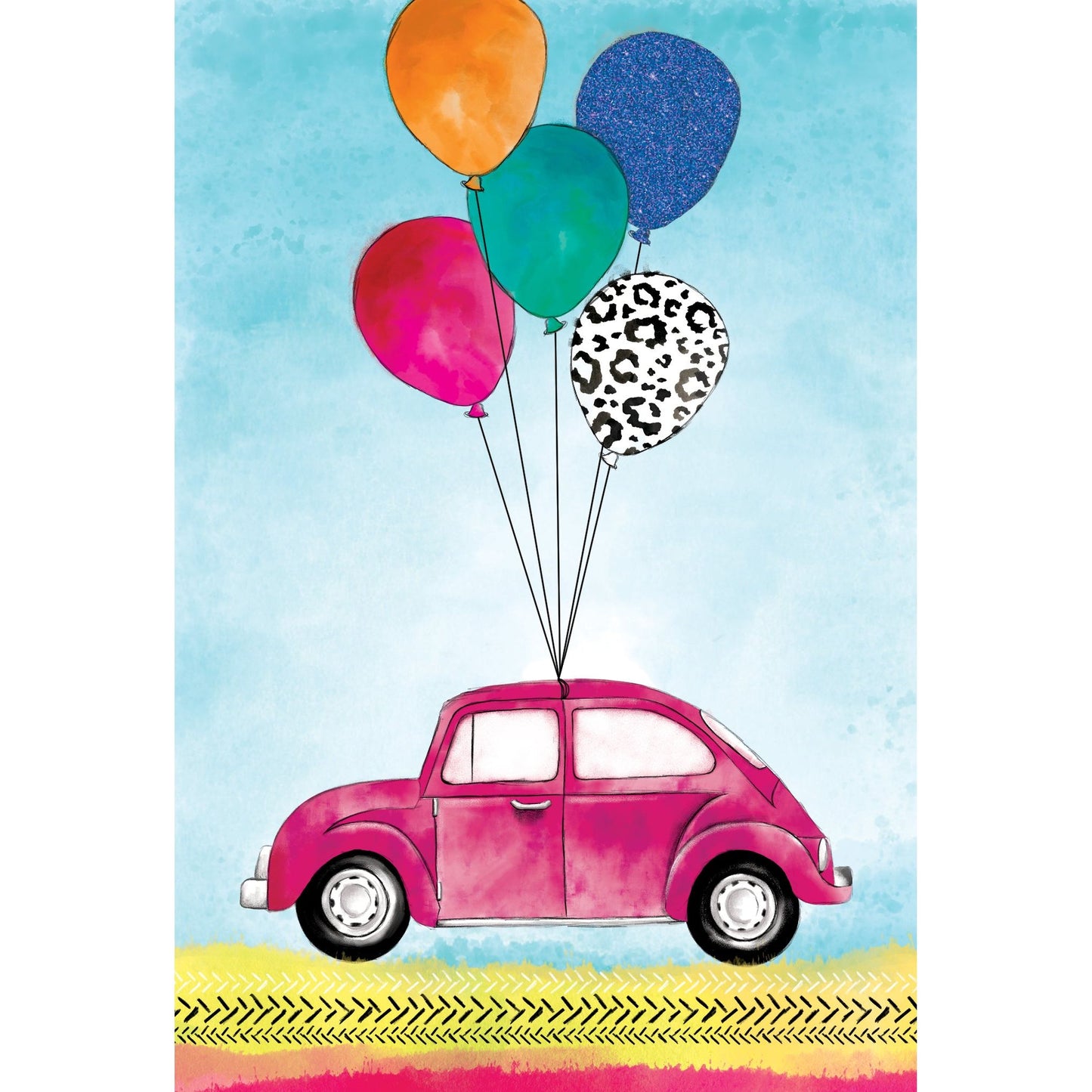 Cobalt Car & Balloons Birthday Card - Cardmore