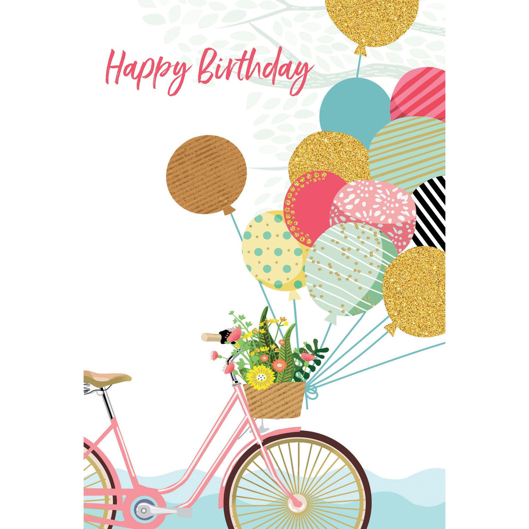 Balloon Basket Bike Birthday Card - Cardmore