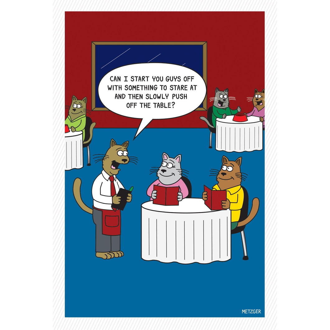 Restaurant Cat Birthday Card Funny - Cardmore