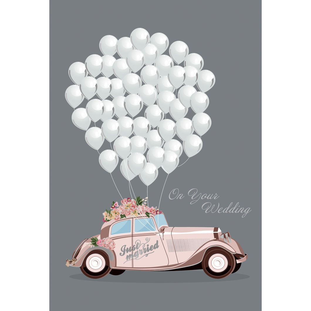 Just Married Balloons Wedding Card - Cardmore