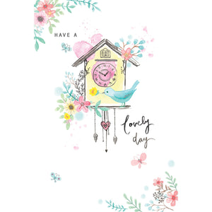 Pastel Bird Clock Birthday Card
