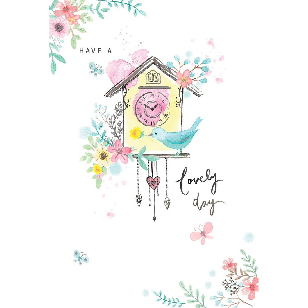 Pastel Bird Clock Birthday Card