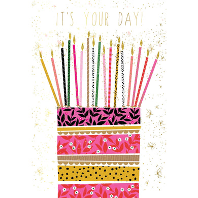 Cake And Tall Candles Birthday Card Sara Miller