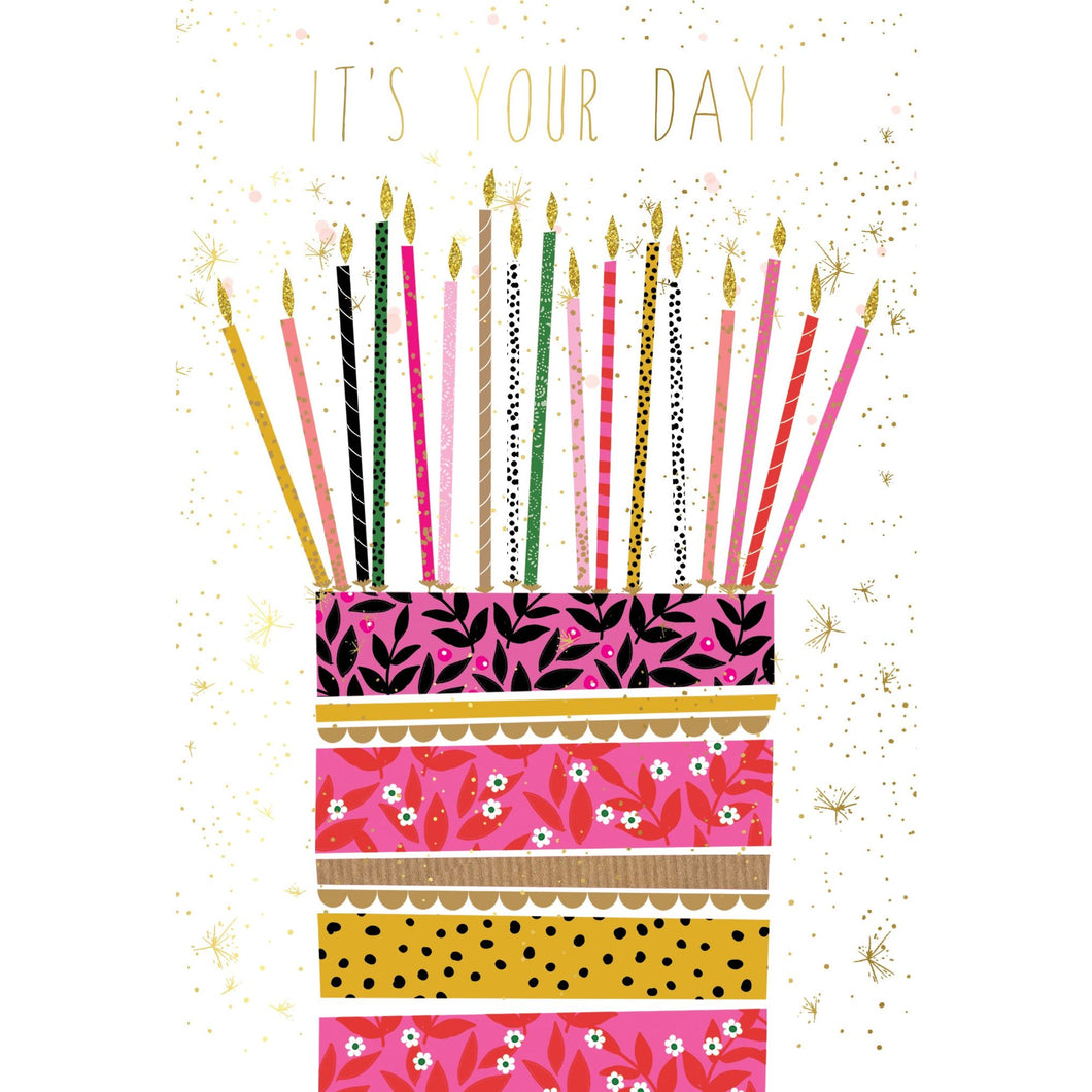 Cake And Tall Candles Birthday Card Sara Miller