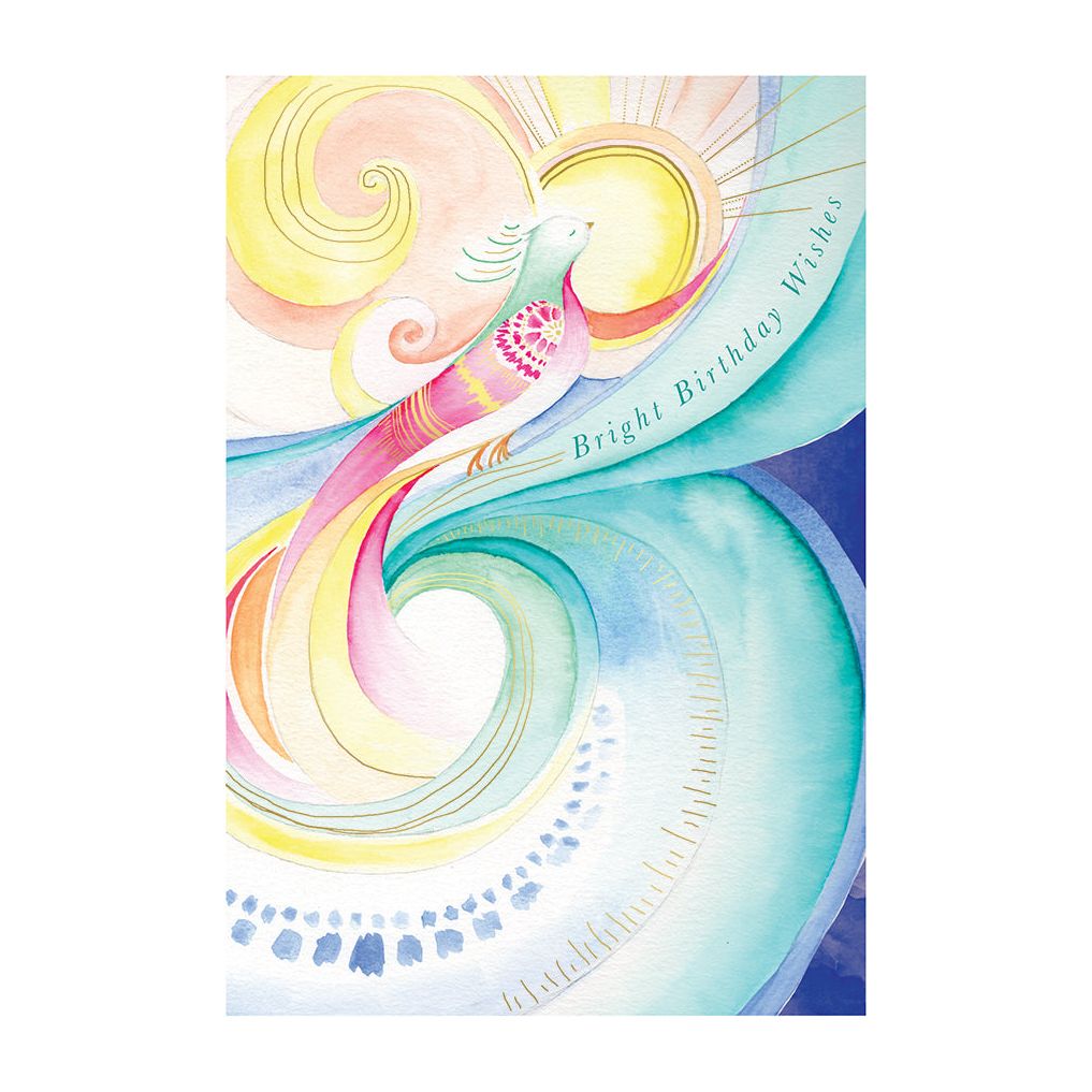 Bird And Swirls Birthday Card