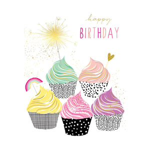 Sparkling Cupcakes Birthday Card Sara Miller