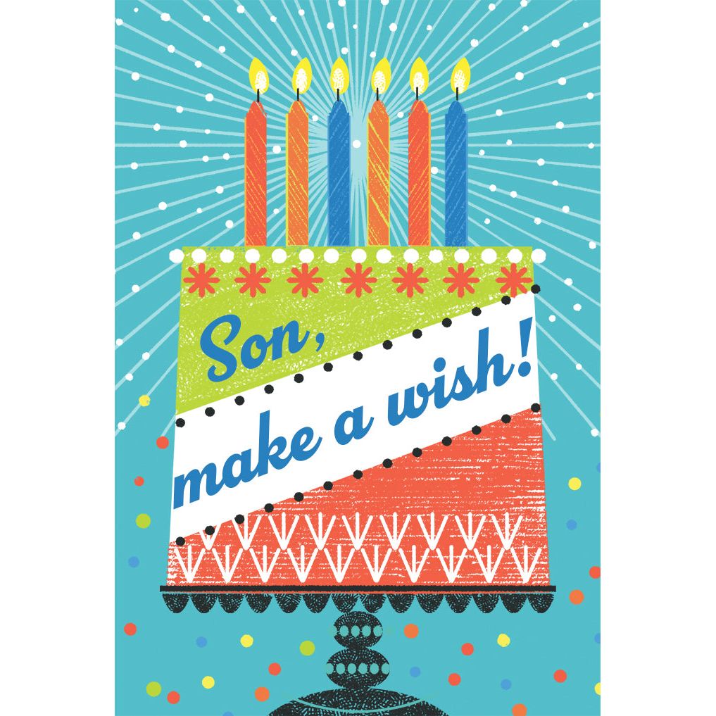 Neon Cake Birthday Son Card
