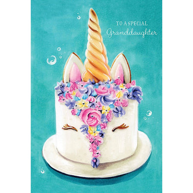 Unicorn Cake Birthday Card Granddaughter