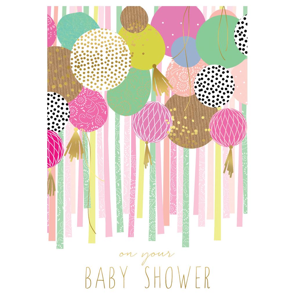 Balloons And Streamers Baby Shower Card Sara Miller