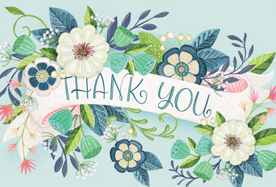 Flower Banner Thank You Card From All