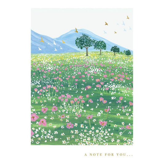 Pictura Mountains and Trees blank note card featuring scenic mountain and forest illustration, ideal for everyday correspondence.