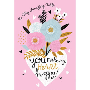 Heart Happy Birthday Card Wife