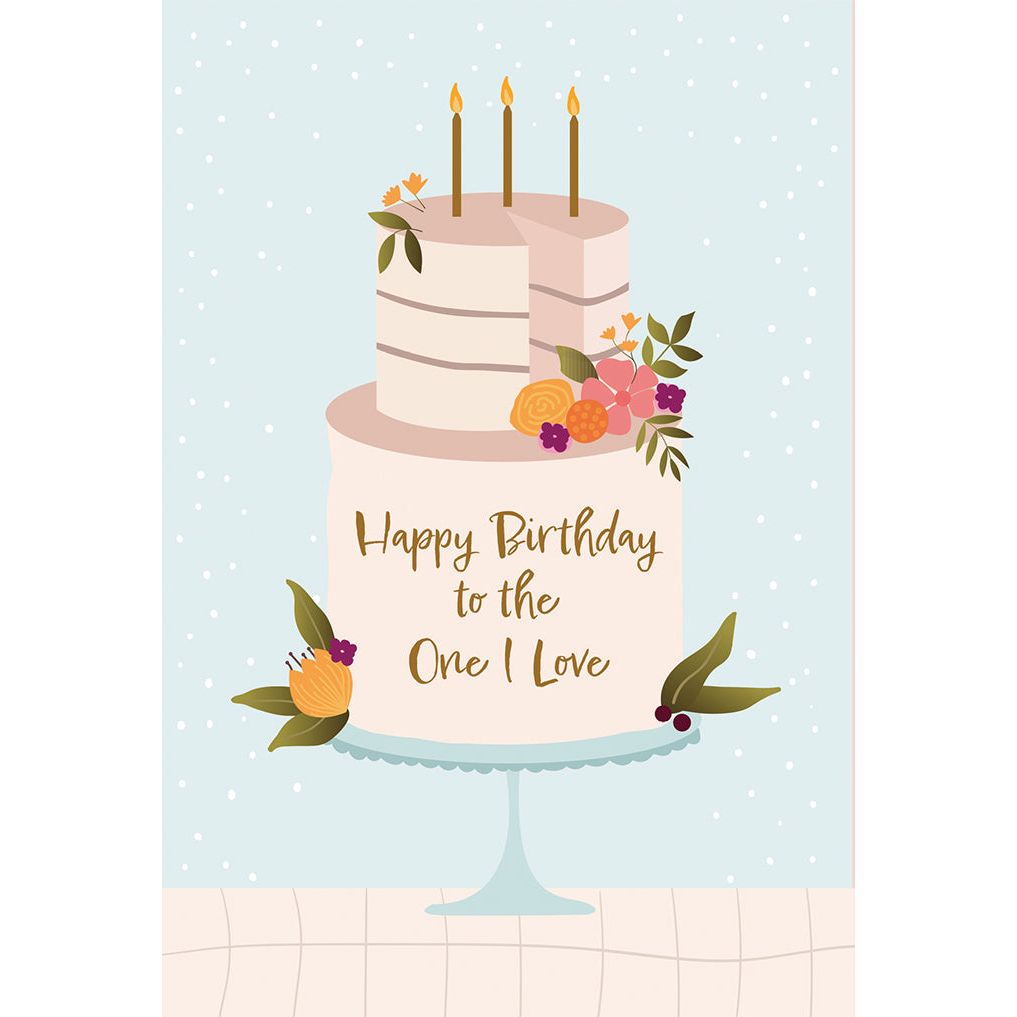 Pretty Cake Birthday Card One I love