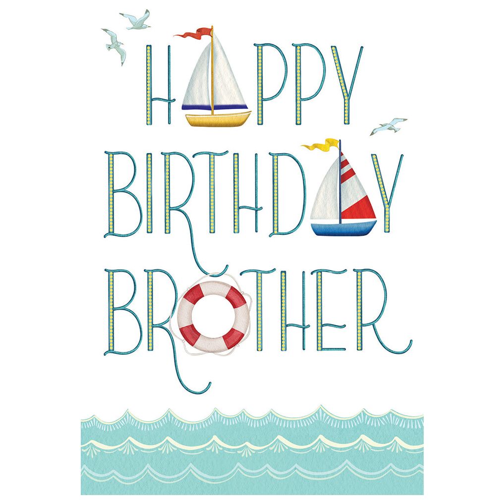 Sailboat Text Birthday Card Brother