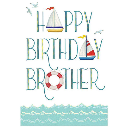 Pictura Sailboat Text Birthday Card for Brother featuring a colorful sailboat illustration on an everyday greeting card.