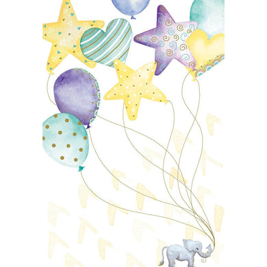 Elephant With Balloons Congratulations Card