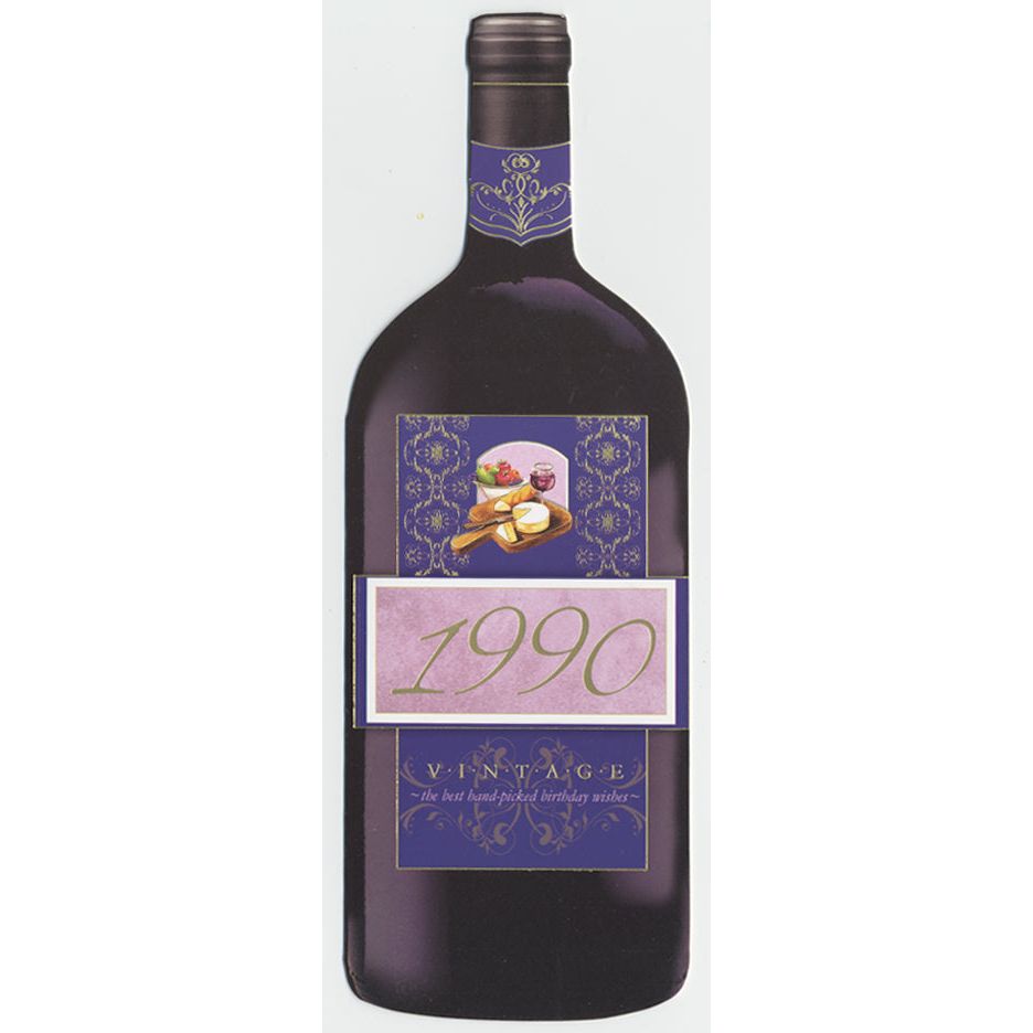Vintage Year Birthday Wine Bottle Card 1990 - Cardmore