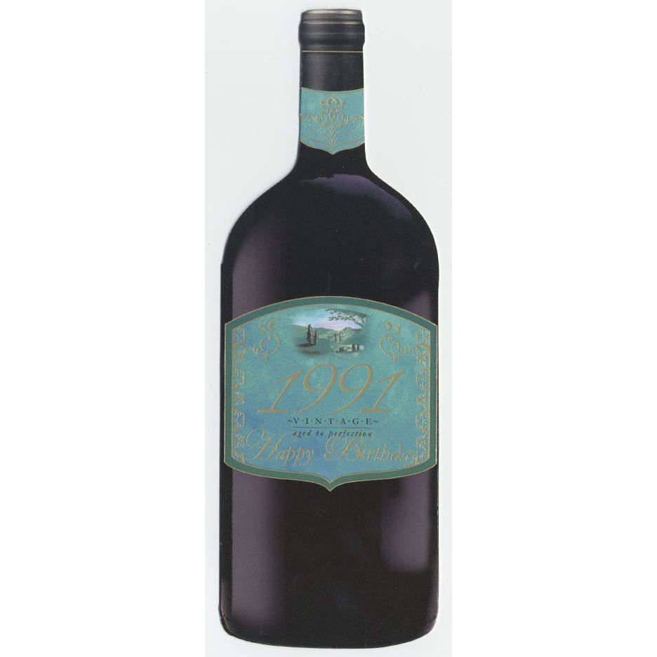 Vintage Year Birthday Wine Bottle Card 1991