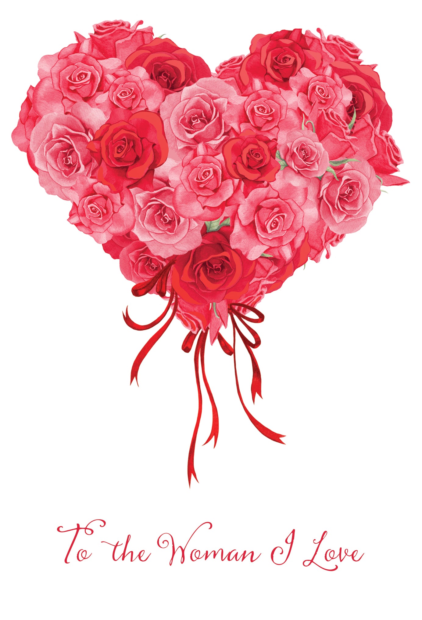 Heart Rose Bouquet Valentine's Day Card Woman I Love