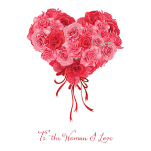 Heart Rose Bouquet Valentine's Card Woman I Love