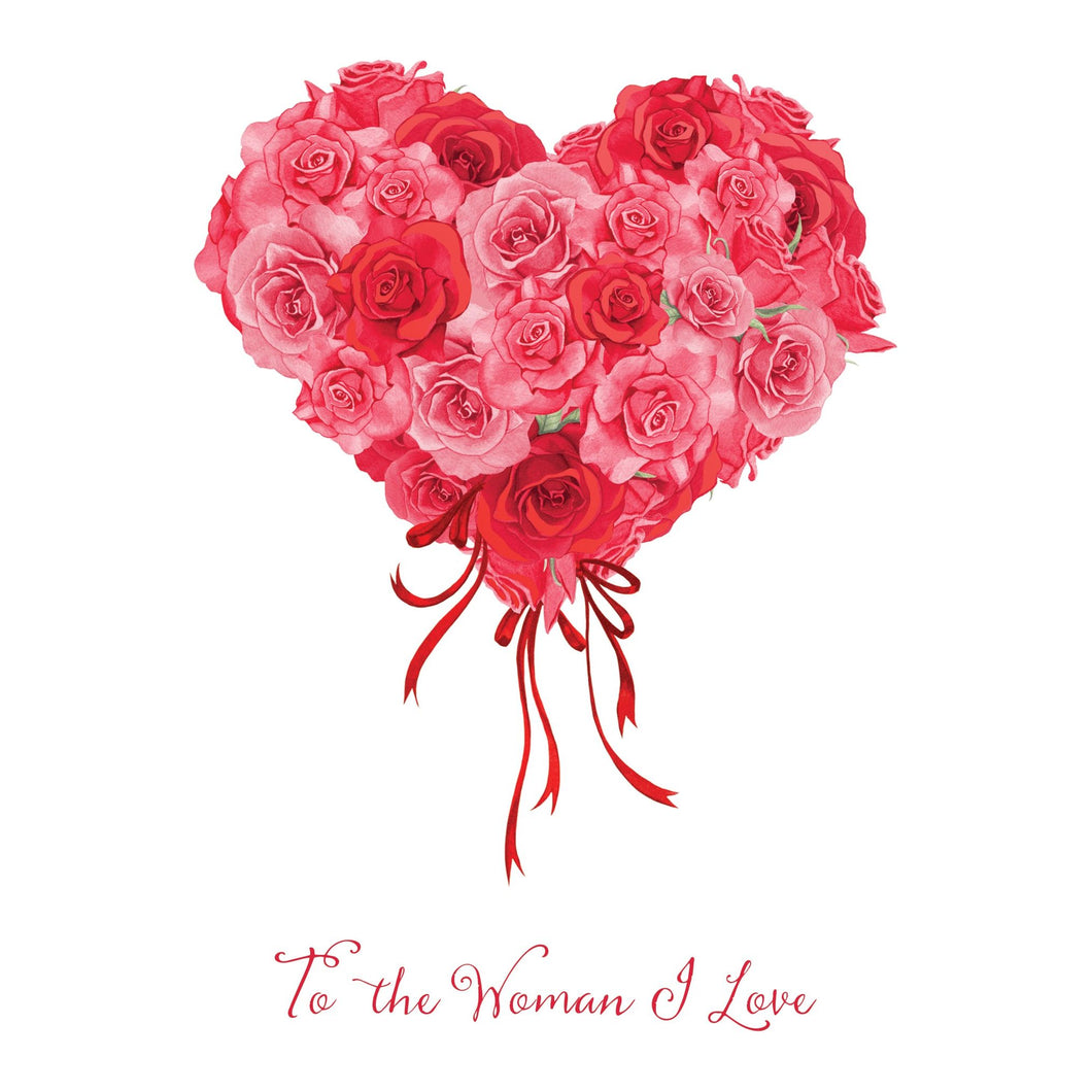 Heart Rose Bouquet Valentine's Card Woman I Love
