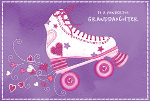 Roller Skates Valentine's Card Granddaughter - Cardmore