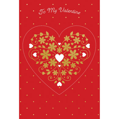 Gold Flower Heart Valentine's Card