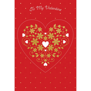 Gold Flower Heart Valentine's Card