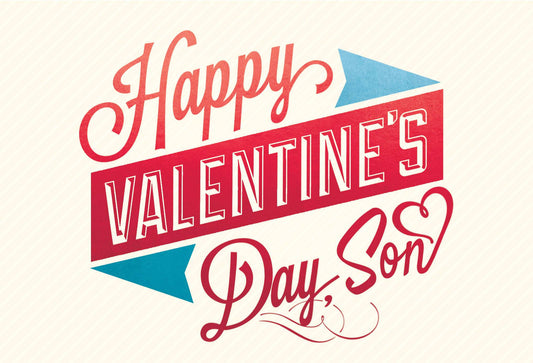 Pictura Valentine typography Valentine's Day card for son featuring colorful heart and love message design.