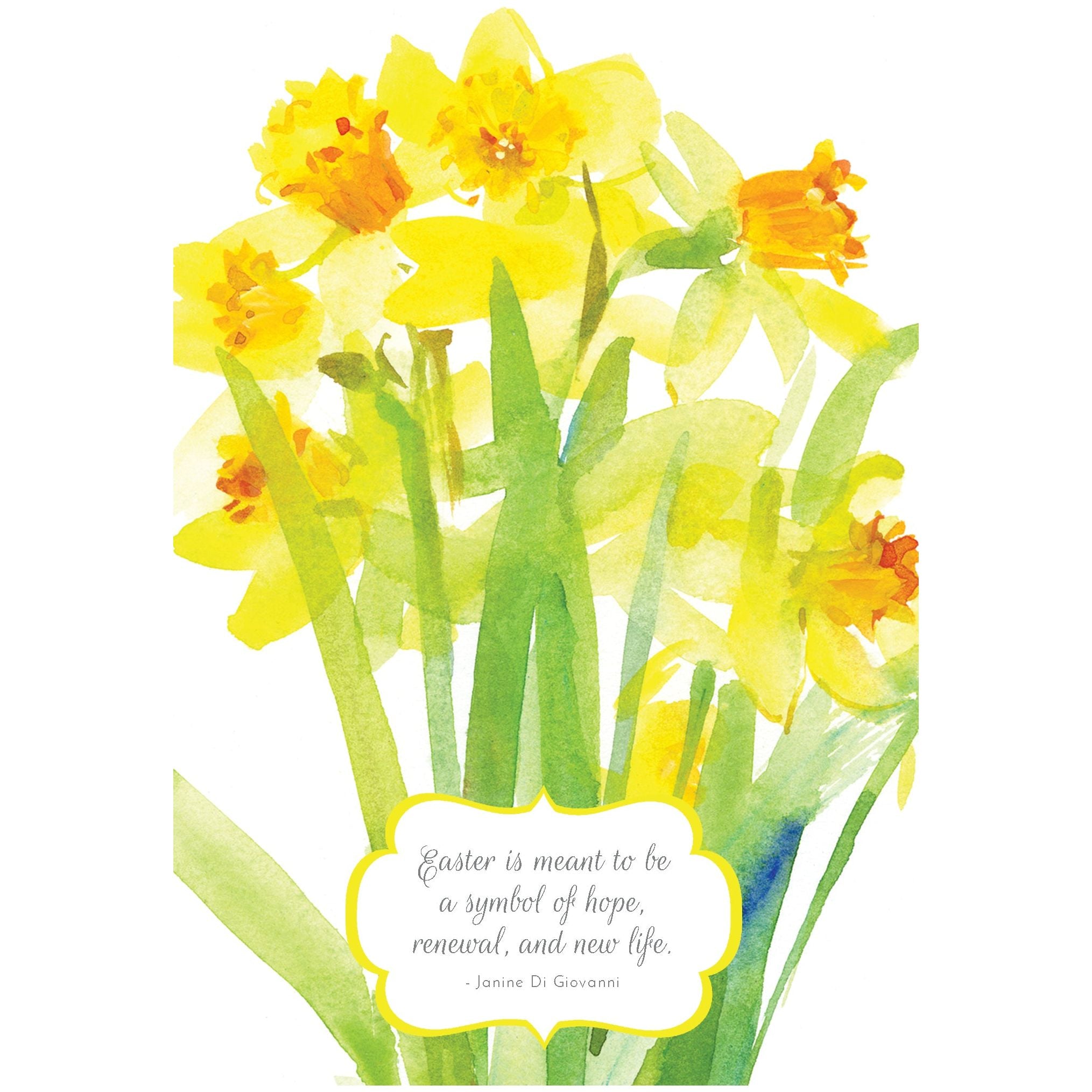 Watercolor Daffodils Easter Card Religious