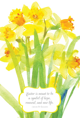 Watercolor Daffodils Easter Card Religious