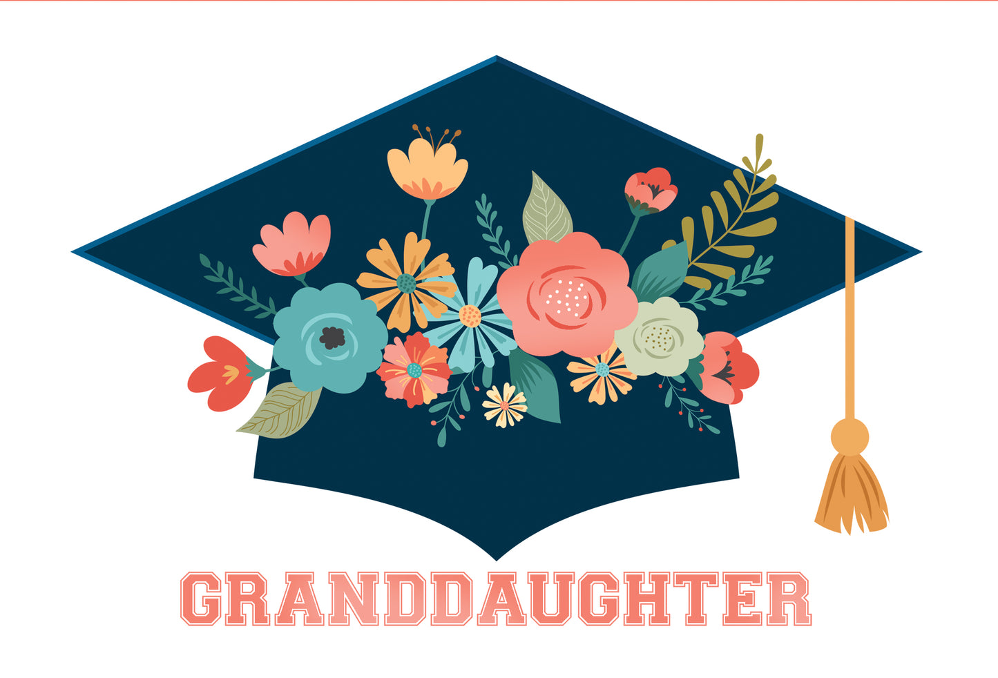 Flower Adorned Cap Graduation Card Granddaughter - Cardmore