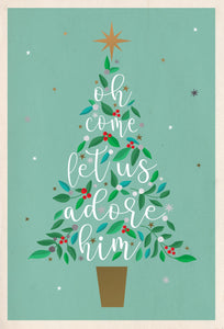 Oh come let us adore Him Religious Christmas Card - Cardmore