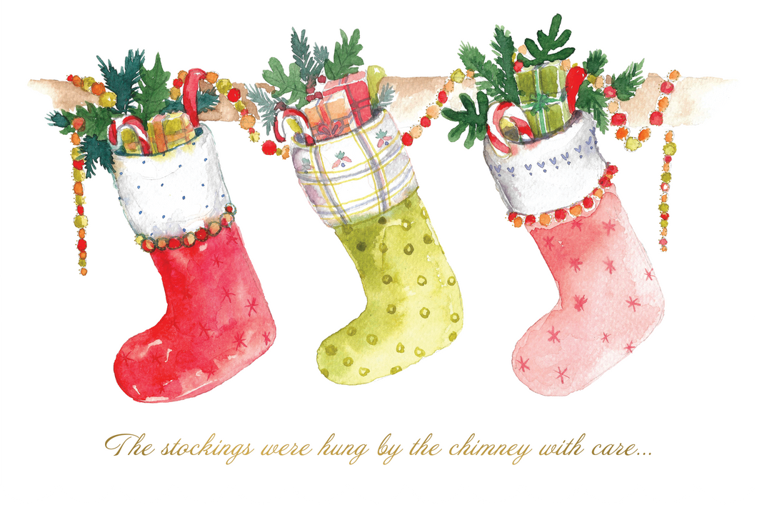 Watercolor Stockings Christmas Card - Cardmore