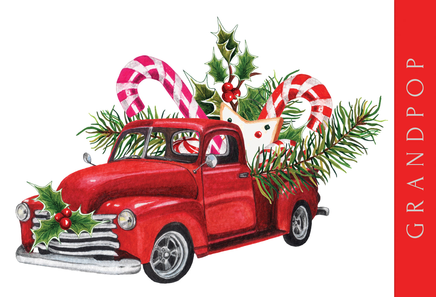 Red Pick-Up Truck Christmas Card Grandfather