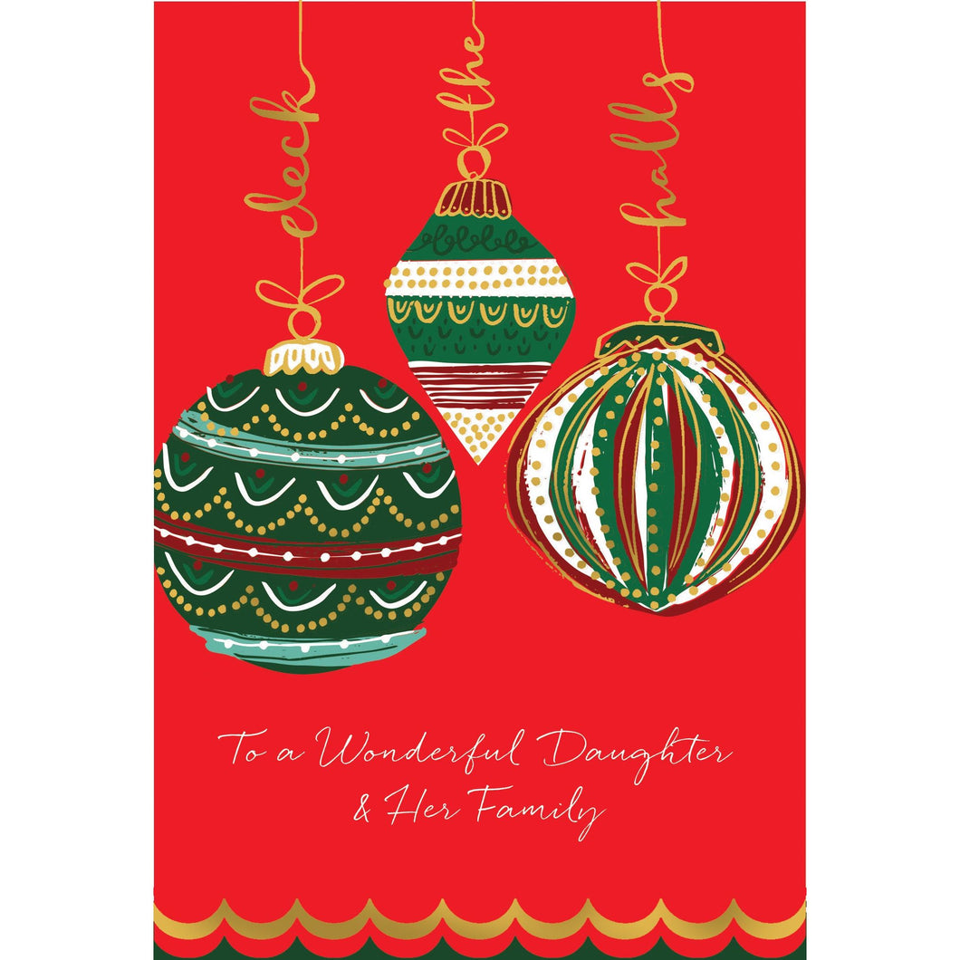 Deck The Halls Daughter & her Family - Christmas Card - Cardmore