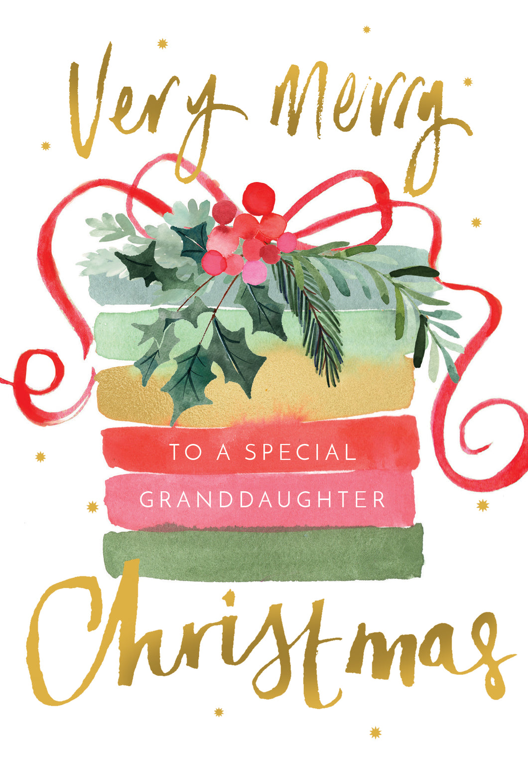 Striped Present Christmas Card Granddaughter - Cardmore