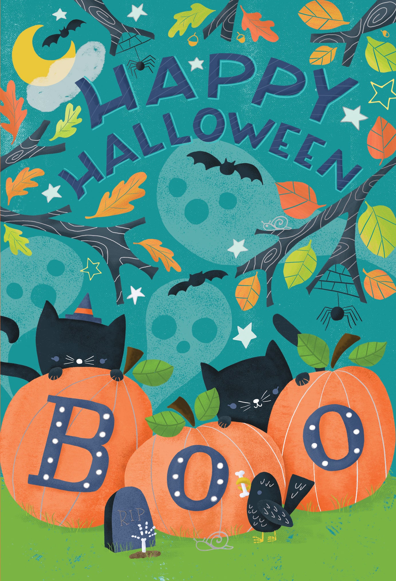 Boo Cats hiding Halloween Card - Cardmore