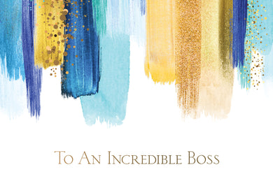 Vibrant Blues And Gold Boss's Day Card - Cardmore