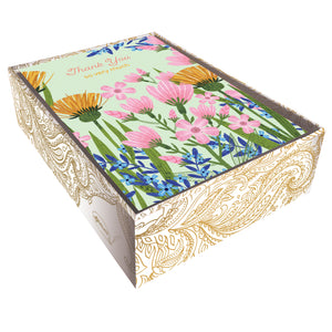 Yellow and Pink Garden Boxed Thank You Notes
